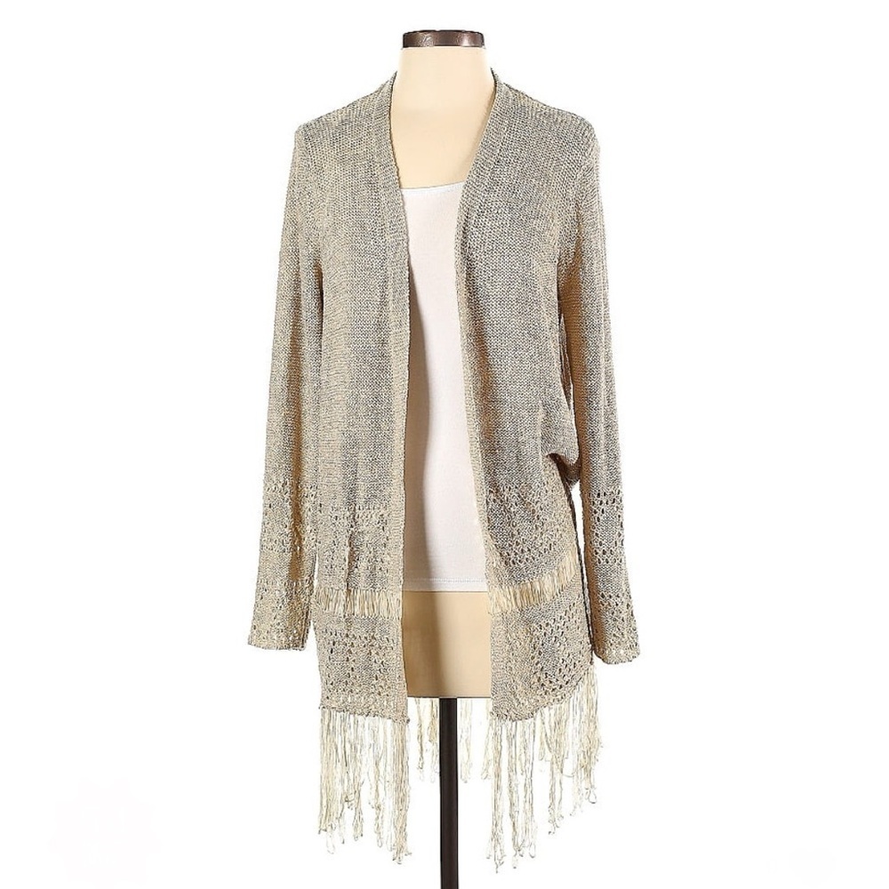 MICHAEL Michael Kors Fringe Hem Kimono, Women’s S, Beige